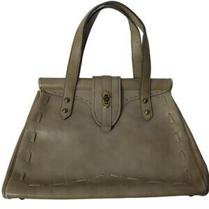 Vintage Leather Handbag with Stitch Detailing
